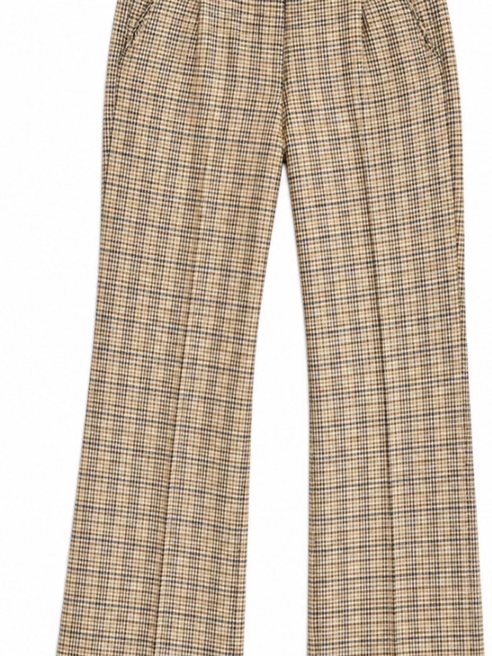 LOFT Beige Plaid Boot-Cut Pants